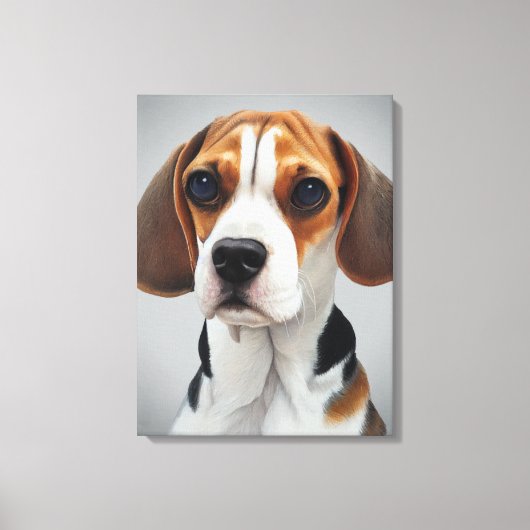 Toile Portrait beagle Gouache Art (Recto)