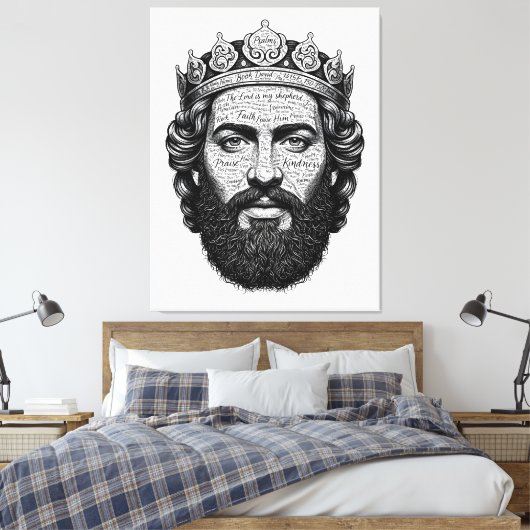 Toile Portrait calligraphié du roi David - Écriture vint (Insitu(Chambre))