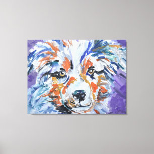 Toile Portrait coloré de chien berger australien