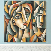 Toile Portrait Cubiste Art Imprimer Picasso Braque Inspi (Insitu (Plancher de Bois))
