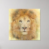 Portrait d'aquarelle de la faune du lion d'Afrique
