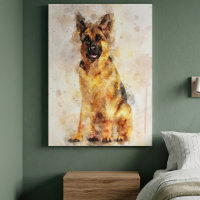 Portrait d'art aquarelle de chien berger allemand