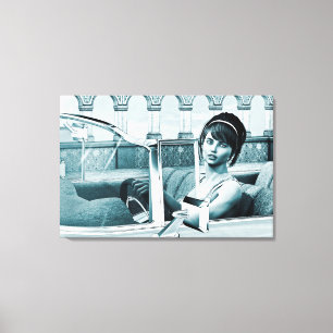Toile Portrait d'art de femme glamour bleu vintage