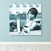Toile Portrait d'art de femme glamour bleu vintage (Insitu (Plancher de Bois))