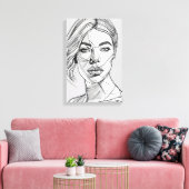 Toile Portrait d'art de ligne monochrome Abstrait (Insitu(Salon))