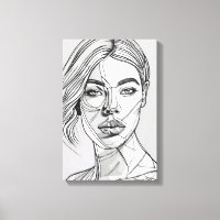 Portrait d'art de ligne monochrome Abstrait