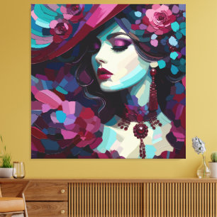 Toile Portrait d'art floral de femme fatale