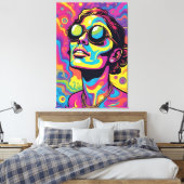 Toile Portrait d'art pop psychédélique - Trippy néon dyn (Insitu(Chambre))