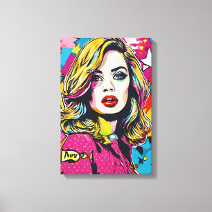 Toile Portrait d'art pop rétro audacieux