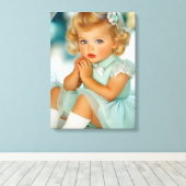 Toile Portrait de bébé fille des années 1950 (Insitu (Plancher de Bois))