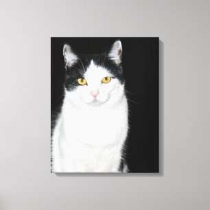 Toile Portrait de chat noir et blanc