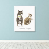 Toile Portrait de chat personnalisé à l'aquarelle (Insitu (Plancher de Bois))