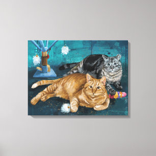 Toile Portrait de chats Tango et Vangogh