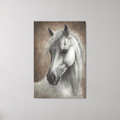 Toile Portrait de cheval blanc peint à la main (Recto)