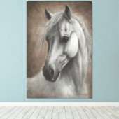 Toile Portrait de cheval blanc peint à la main (Insitu (Plancher de Bois))