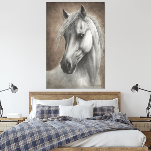 Toile Portrait de cheval blanc peint à la main (Insitu(Chambre))