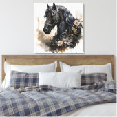 Toile Portrait de cheval de beauté noir (Insitu(Chambre))