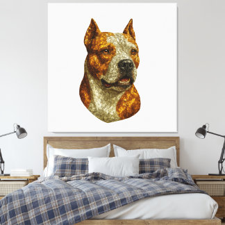 Toile Portrait de chien Pitbull