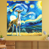 Toile Portrait de chien Starry Whippet - Portrait d'anim (Insitu(Salon))