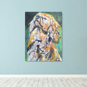 Toile Portrait de Cocker Spaniel Doré (Insitu (Plancher de Bois))