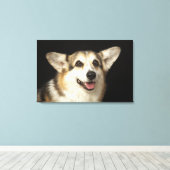Toile Portrait de Corgi noir, marron et blanc (Insitu (Plancher de Bois))