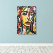 Toile Portrait de femme Abstraite, expressionniste dynam (Insitu (Plancher de Bois))