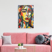 Toile Portrait de femme Abstraite, expressionniste dynam (Insitu(Salon))