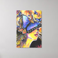 Portrait de femme Abstraite papillons Art