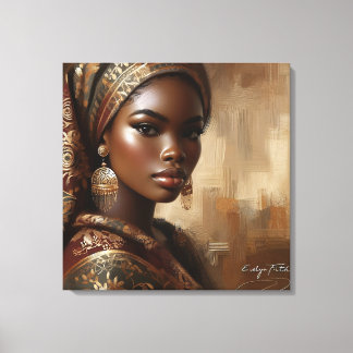 Toile Portrait de femme afrocentrique : Décoration éléga