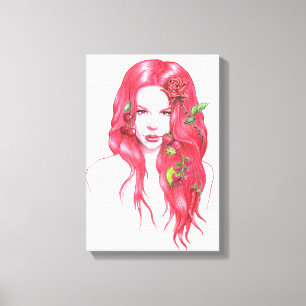 Toile Portrait de femme aux cheveux rouges imaginaire su