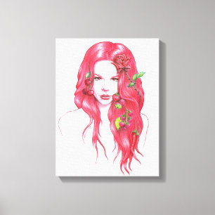 Toile Portrait de femme aux cheveux roux art de fantaisi