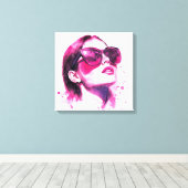 Toile Portrait de femme de mode chic aquarelle (Insitu (Plancher de Bois))