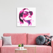Toile Portrait de femme de mode chic aquarelle (Insitu(Salon))