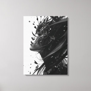 Toile Portrait de femme en noir et blanc – Abs élégants