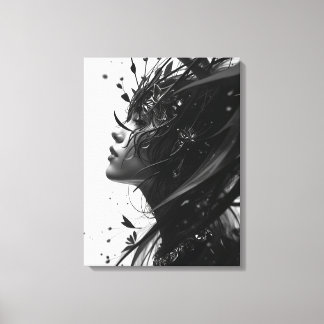 Toile Portrait de femme en noir et blanc – Abs élégants
