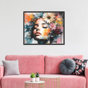 Toile Portrait de femme florale abstrait de luxe
