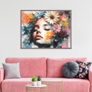 Toile Portrait de femme florale abstrait de luxe