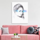 Toile Portrait de fille au crayon dessin d'art (Insitu(Salon))