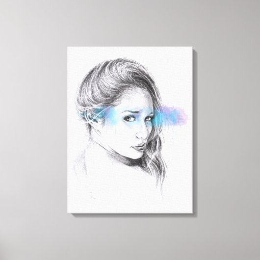Toile Portrait de fille au crayon dessin d'art (Recto)