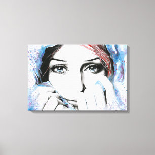 Toile Portrait de fille Beaux yeux Peinture à l'aquarell