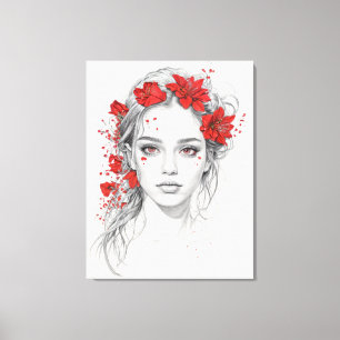 Toile Portrait de fille de fleurs