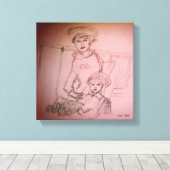 Toile portrait de la mère et de la fille (Insitu (Plancher de Bois))