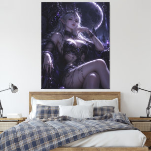 Toile Portrait de la Reine Elfique au Clair de Lune Fant