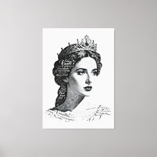 Toile Portrait de la Reine Esther - Typographie Vintage