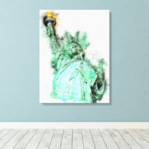 Toile Portrait de la statue de la Liberté à l'aquarelle
