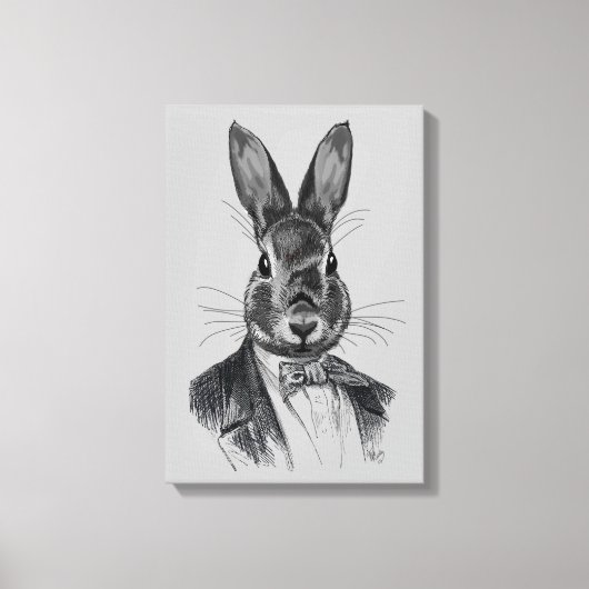 Toile Portrait de lapin en costume (Recto)