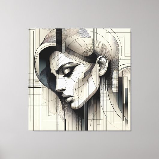 Toile Portrait de ligne monochrome (Recto)