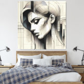 Toile Portrait de ligne monochrome (Insitu(Chambre))