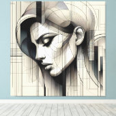 Toile Portrait de ligne monochrome (Insitu (Plancher de Bois))