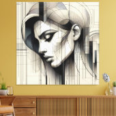 Toile Portrait de ligne monochrome (Insitu(Salon))